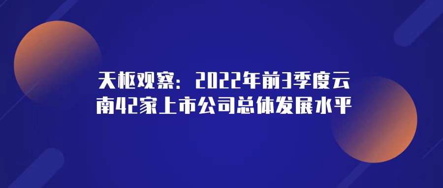 天樞觀察：2022年前3季度云南42家上市公司總體發展水平